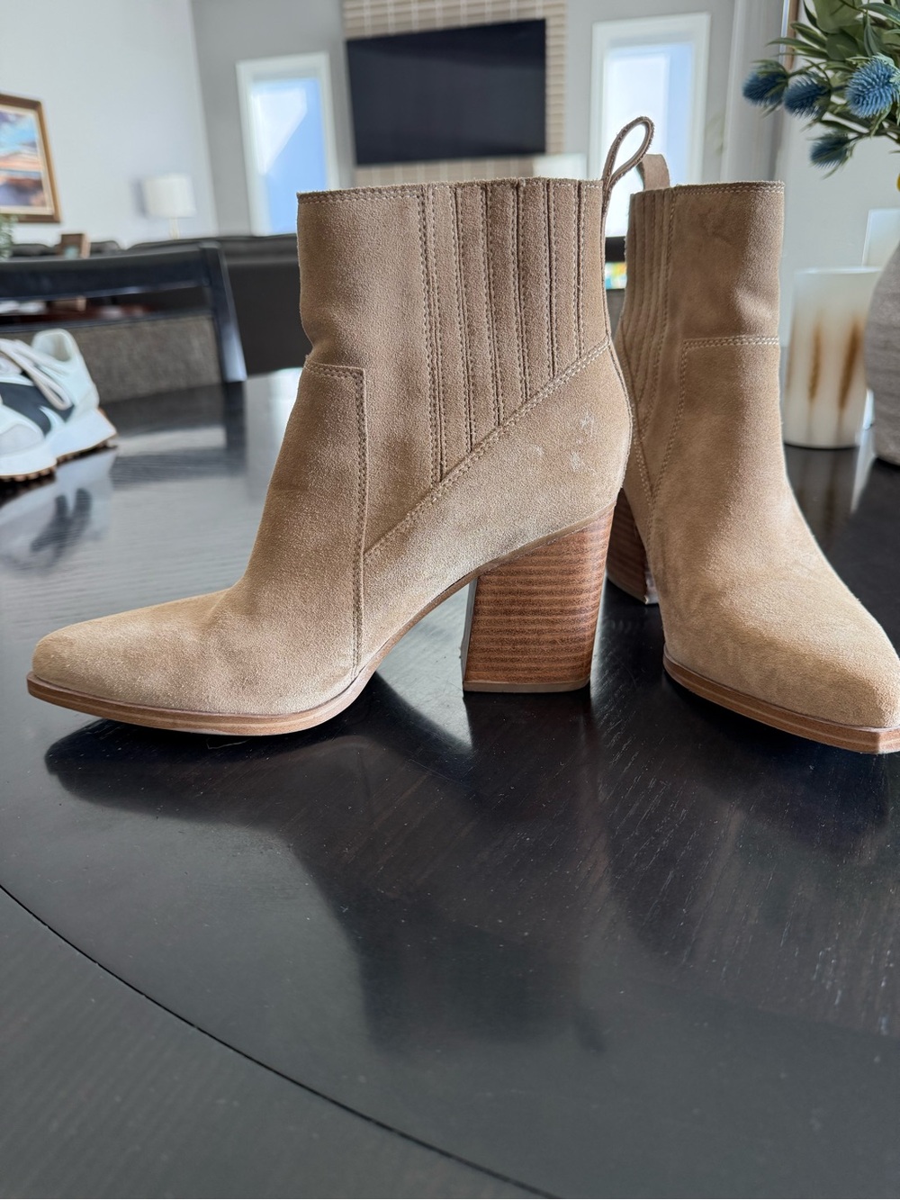 Marc Fisher Marela Suede Ankle Boots in Dark Natural - Size 8M